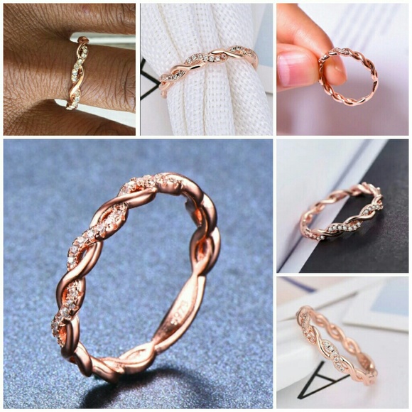 Rose Gold Over Silver Swisted Ring - Picture 2 of 8